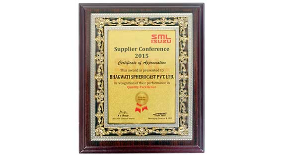 Certificate of Appreciation Supplier Conference 2015