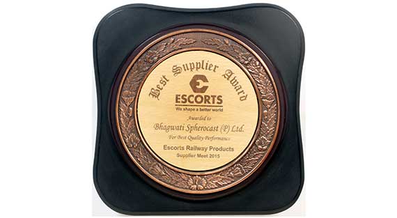 Best Supplier Award ESCORTS 2015